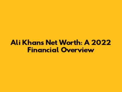 Ali Khan's Net Worth: A 2022 Financial Overview