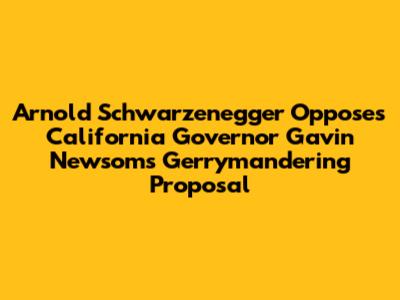 Arnold Schwarzenegger Opposes California Governor Gavin Newsom's Gerrymandering Proposal