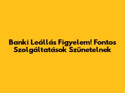Banki Leállás Figyelem! Fontos Szolgáltatások Szünetelnek