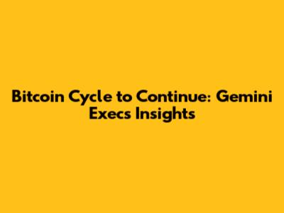 Bitcoin Cycle to Continue: Gemini Exec's Insights
