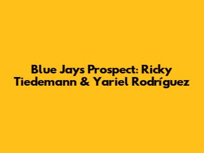 Blue Jays' Prospect: Ricky Tiedemann & Yariel Rodríguez