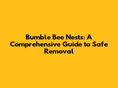 Bumble Bee Nests: A Comprehensive Guide to Safe Removal