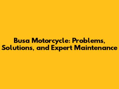 Busa Motorcycle: Problems, Solutions, and Expert Maintenance