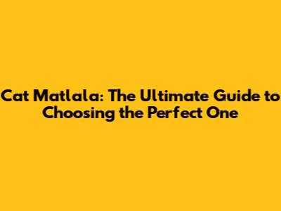 Cat Matlala: The Ultimate Guide to Choosing the Perfect One