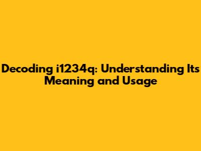 Decoding i1234q: Understanding Its Meaning and Usage