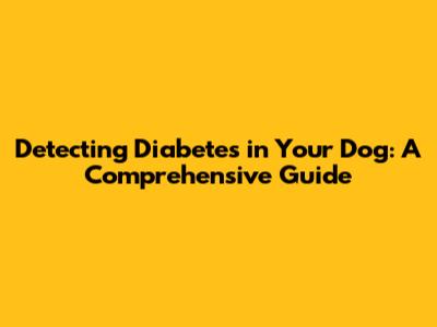 Detecting Diabetes in Your Dog: A Comprehensive Guide