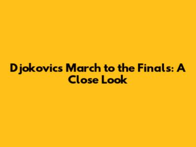 Djokovic's March to the Finals: A Close Look