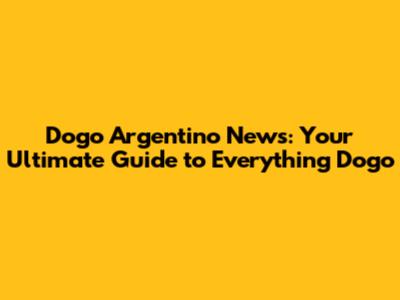 Dogo Argentino News: Your Ultimate Guide to Everything Dogo