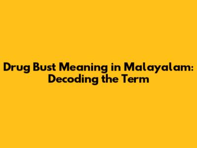 Drug Bust Meaning in Malayalam: Decoding the Term