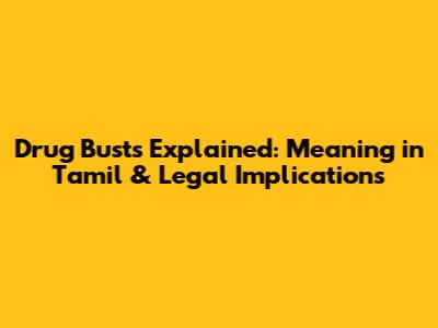 Drug Busts Explained: Meaning in Tamil & Legal Implications