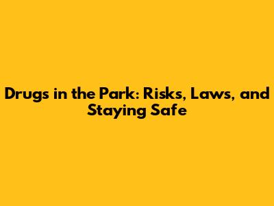 Drugs in the Park: Risks, Laws, and Staying Safe