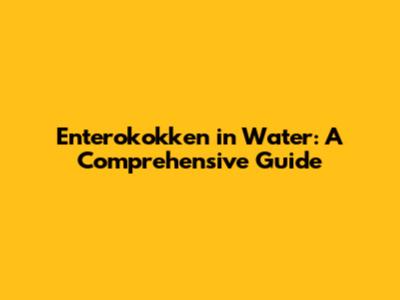 Enterokokken in Water: A Comprehensive Guide