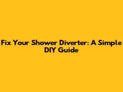 Fix Your Shower Diverter: A Simple DIY Guide