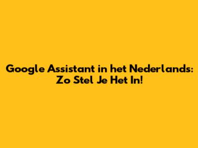 Google Assistant in het Nederlands: Zo Stel Je Het In!