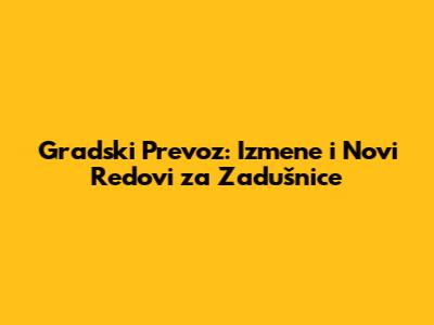 Gradski Prevoz: Izmene i Novi Redovi za Zadušnice