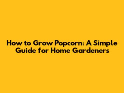 How to Grow Popcorn: A Simple Guide for Home Gardeners