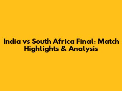 India vs South Africa Final: Match Highlights & Analysis