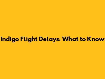 Indigo Flight Delays: What to Know