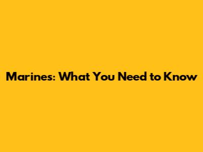 Marines: What You Need to Know