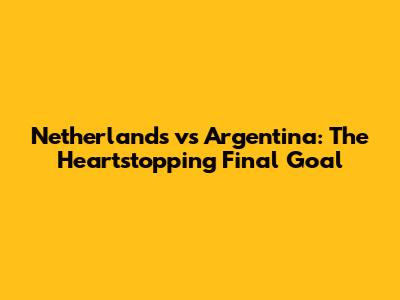 Netherlands vs Argentina: The Heartstopping Final Goal