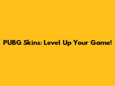 PUBG Skins: Level Up Your Game!