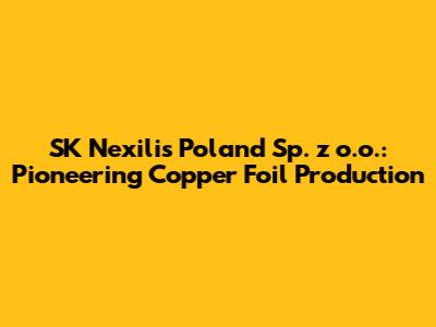 SK Nexilis Poland Sp. z o.o.: Pioneering Copper Foil Production