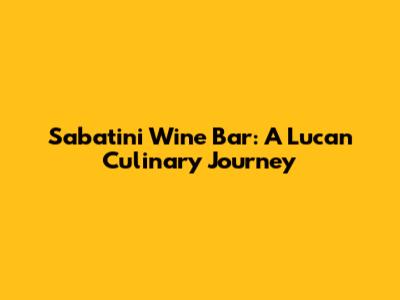 Sabatini Wine Bar: A Lucan Culinary Journey