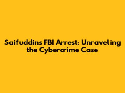 Saifuddin's FBI Arrest: Unraveling the Cybercrime Case