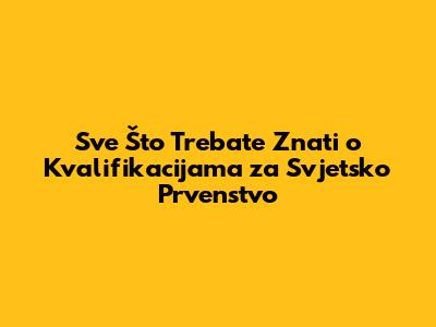 Sve Što Trebate Znati o Kvalifikacijama za Svjetsko Prvenstvo