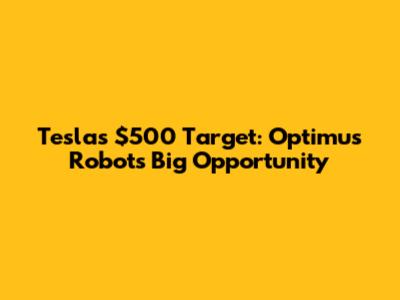 Tesla's $500 Target: Optimus Robot's Big Opportunity