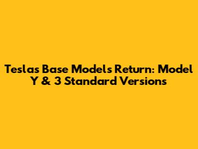 Tesla's Base Models Return: Model Y & 3 Standard Versions
