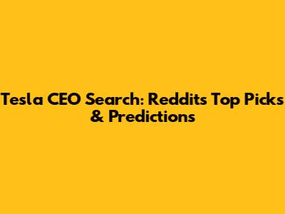 Tesla CEO Search: Reddit's Top Picks & Predictions