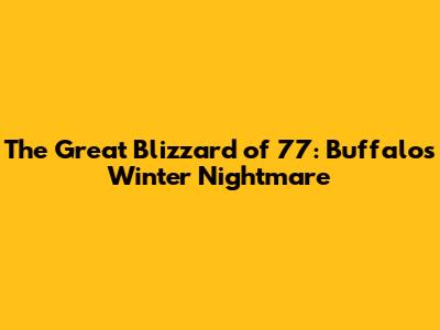 The Great Blizzard of '77: Buffalo's Winter Nightmare