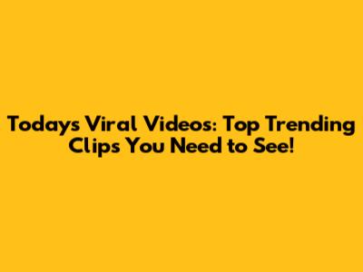 Today's Viral Videos: Top Trending Clips You Need to See!