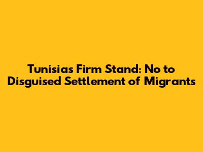 Tunisia's Firm Stand: No to 'Disguised Settlement' of Migrants