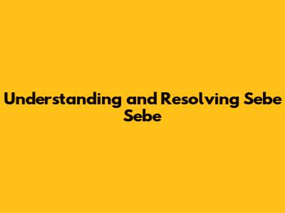 Understanding and Resolving Sebe Sebe
