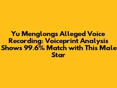 Yu Menglong's Alleged Voice Recording: Voiceprint Analysis Shows 99.6% Match with This Male Star